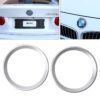 2 PCS Car Logo Decorative Circle Steering Wheel Decoration Ring Sticker Logo Car Styling Modification Car Front Logo Ring Decoration Rear Cover Trim Hood Emblem Rings for BMW 5 Series