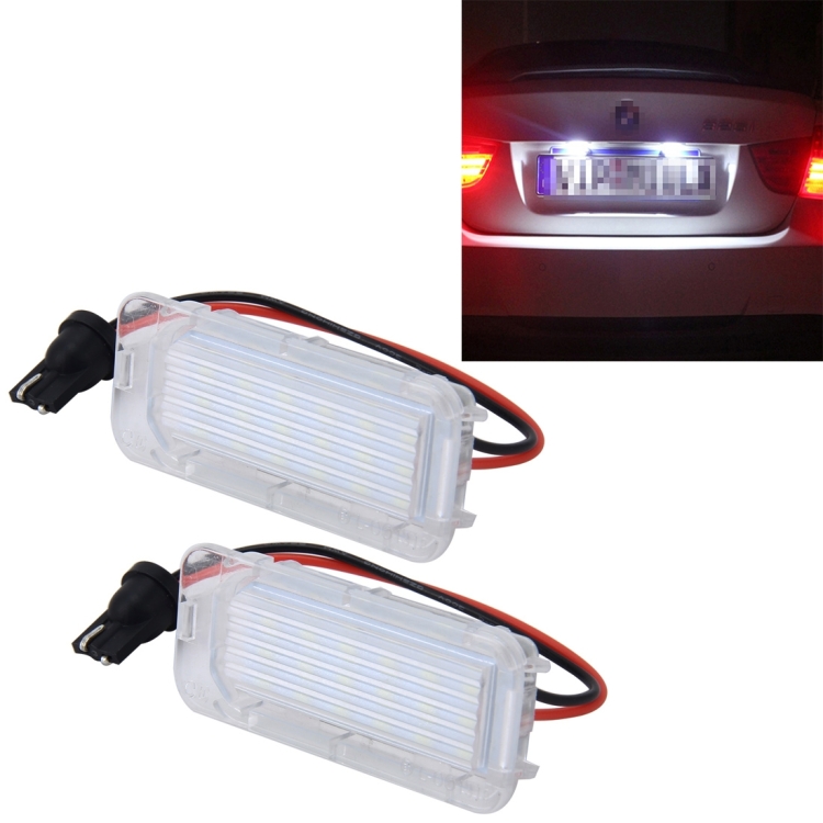 2 PCS License Plate Light with 18 SMD-3528 Lamps for Ford,2W 120LM,6000K, DC12V(White Light)