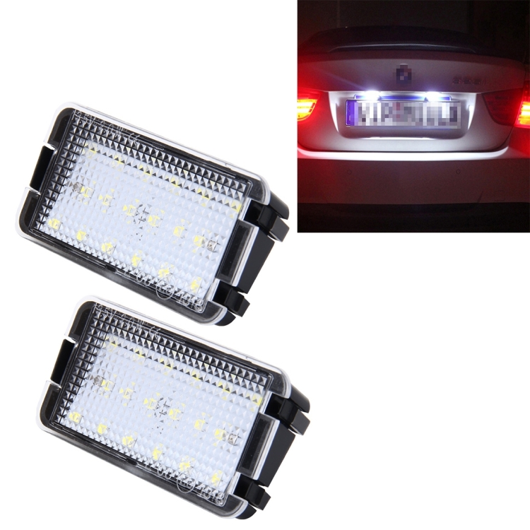 2 PCS LED License Plate Light with 18 SMD-3528 Lamps for Seat,2W 120LM,6000K, DC12V(White Light)