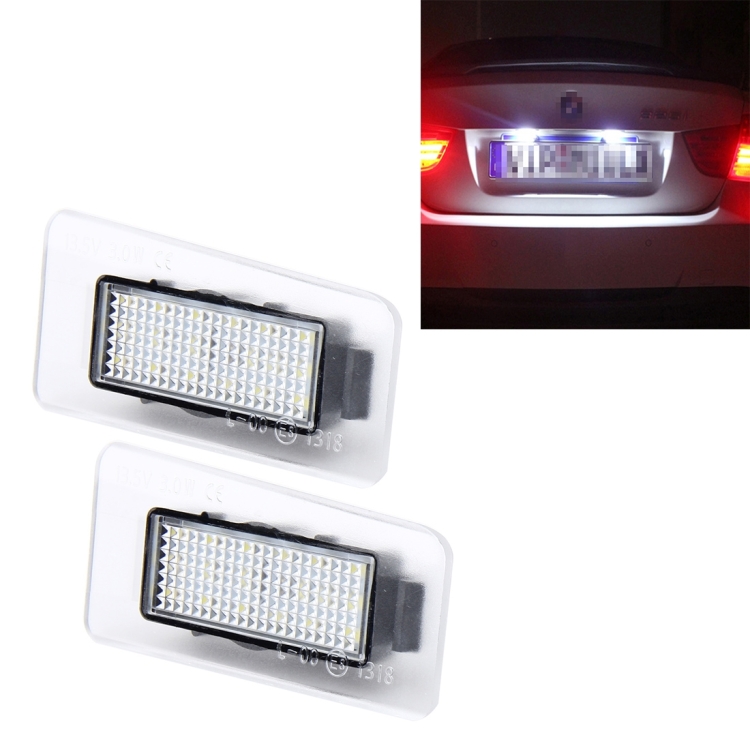 2 PCS LED License Plate Light with 18  SMD-3528 Lamps for Hyundai,2W 120LM,6000K, DC12V(White Light)