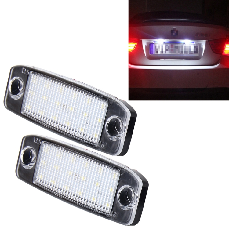 2 PCS LED License Plate Light with 18 SMD-3528 Lamps for Hyundai Sonata,2W 120LM,6000K, DC12V(White Light)