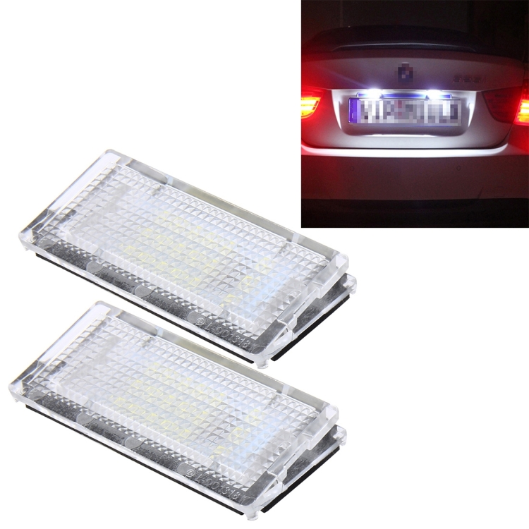 2 PCS License Plate Light with 18 SMD-3528 Lamps for BMW E46 4D 1998-2003,2W 120LM,6000K, DC12V (White Light)