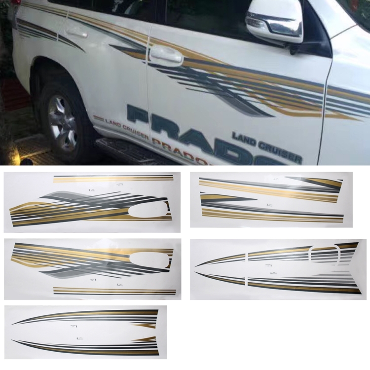 5 PCS SUV Body Decorative Strip Brand Car Streamline Shining Sticker for Toyota Prado 2010 Version
