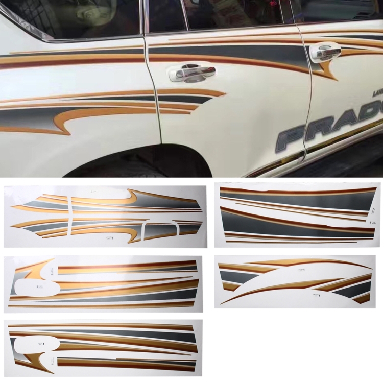 5 PCS SUV Body Decorative Strip Brand Car Streamline Shining Sticker for Toyota Prado4000 2011 Version