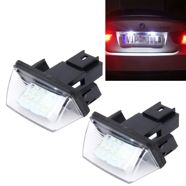 2 PCS License Plate Light with 24 SMD-3528 Lamps for Peugeot Citroen(White Light)