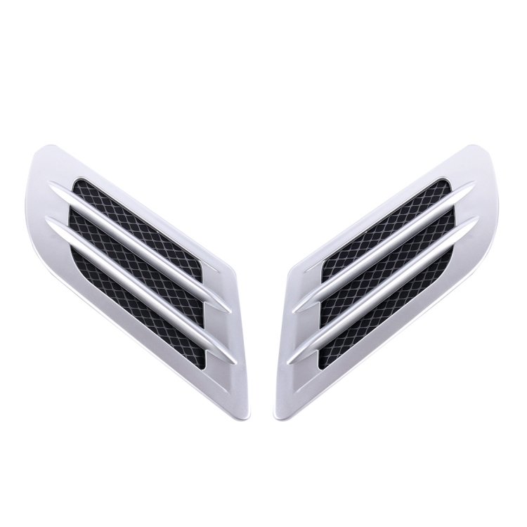 2 PCS Euro Style Plastic Decorative Air Flow Intake Turbo Bonnet Hood Side Vent Grille Cover With Self-adhesive Sticker