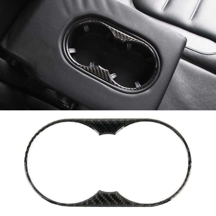 Car Carbon Fiber Rear Armrest Water Cup Holder Panel Decorative Sticker for Volkswagen Touareg 2011-2018
