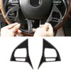 2 PCS Car Carbon Fiber Steering Wheel Button Decorative Sticker for Volkswagen Touareg 2011-2018