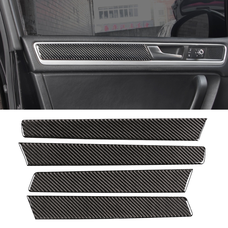 4 PCS Car Carbon Fiber Door Panel Decorative Sticker for Volkswagen Touareg 2011-2018