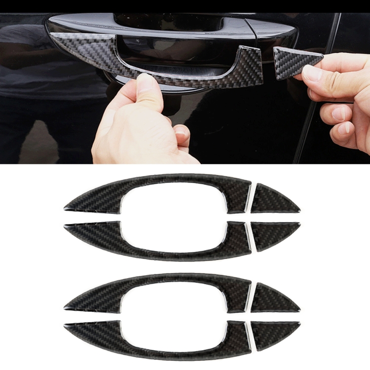 8 PCS Car Carbon Fiber Door Inner and Outer Handle Panel Decorative Sticker for Volkswagen Touareg 2011-2018