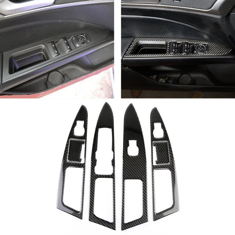 6 PCS Car Carbon Fiber Window Lift Panel ecorative Sticker for Ford New Mondeo 2013-2019