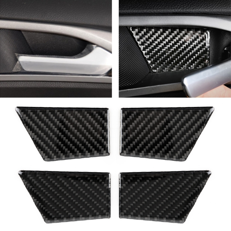 4 PCS Car Carbon Fiber Door Inner Handle Wrist Panel Decorative Sticker for Ford New Mondeo 2013-2019
