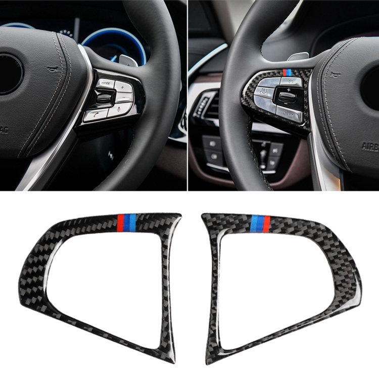 Car Tricolor Carbon Fiber Steering Wheel Button Configuration B Decorative Sticker for BMW 5 Series G30/G38 X3 G01/G08