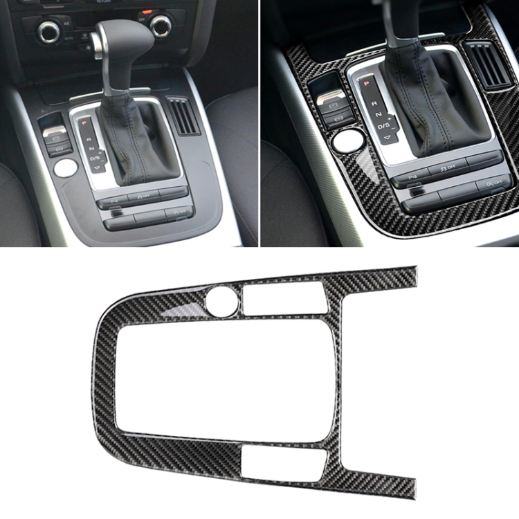 Car Carbon Fiber Gear Position Panel Decorative Sticker for Audi 2010-2018 Q5 / 2009-2016 A4L / 2009-2016 A5, Left Drive