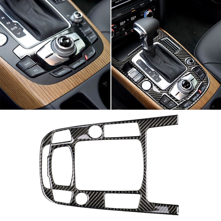 Car Carbon Fiber Gear Position Panel Decorative Sticker for Audi 2010-2018 Q5 / 2009-2016 A4L / 2009-2016 A5, Left Drive