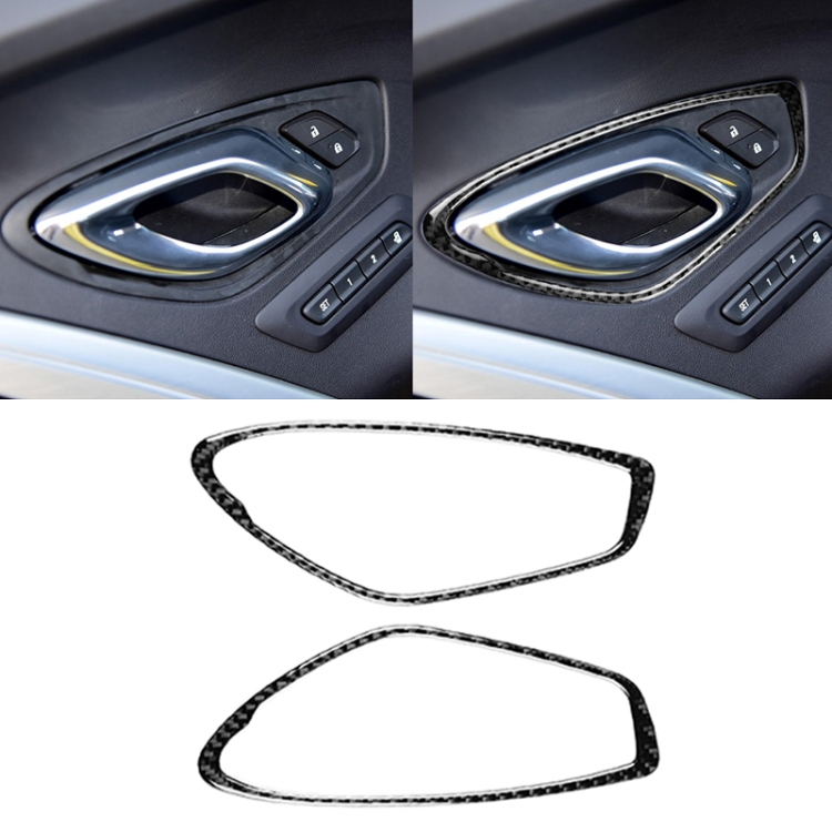 2 PCS Car Carbon Fiber Door Inner Handle Panel Decorative Sticker for Chevrolet Camaro 2017-2019