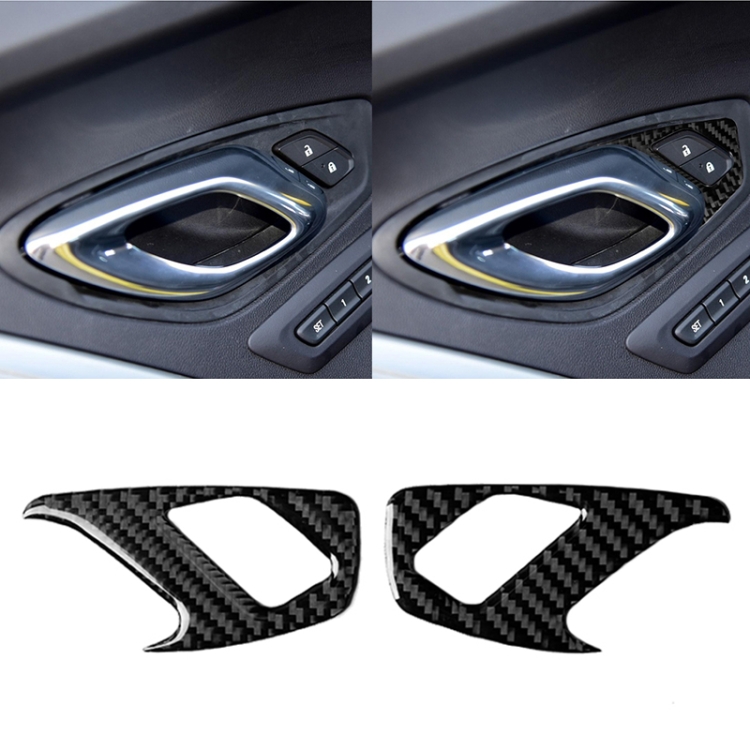 2 PCS Car Carbon Fiber Inner Door Lock Decorative Sticker for Chevrolet Camaro 2017-2019