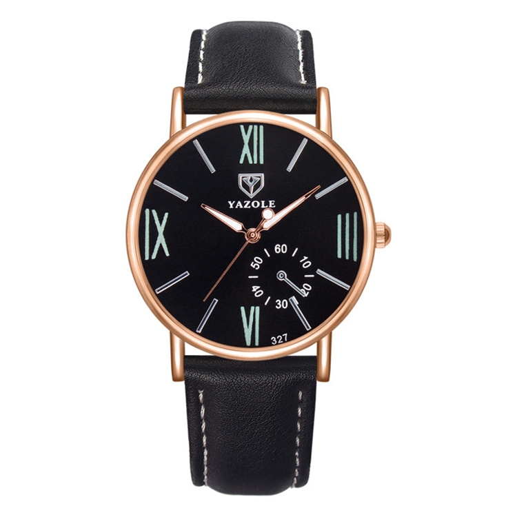YAZOLE 327 Leather Strap Waterproof Luminous Ladies Watch