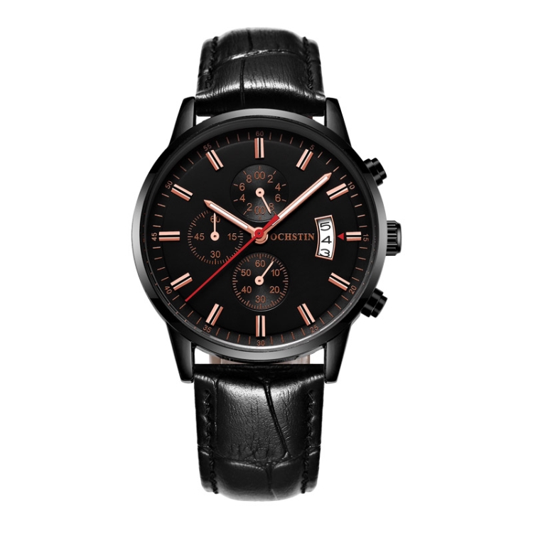 Multifunctional Quartz Waterproof Luminous Men Leather Watch