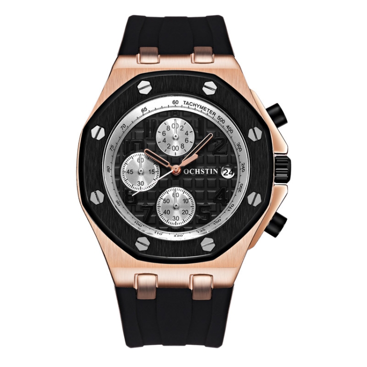 Multifunctional Quartz Waterproof TPU Strap Men Watch