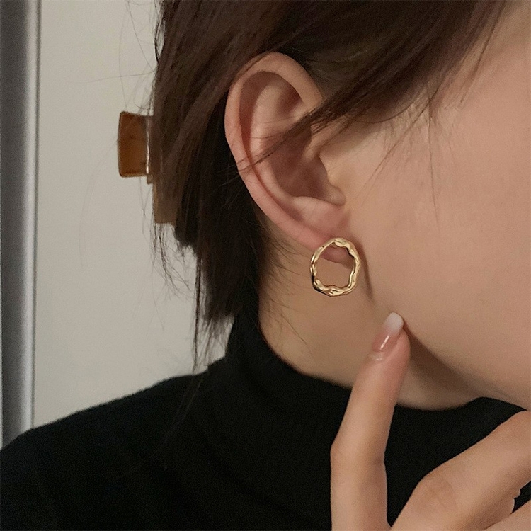 Temperament Ladies Light Luxury Pearl Double Layer Earrings Diamond Earrings