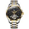 OLEVS 6650 Men Multifunctional Waterproof Hollow Steel Strap Mechanical Watch