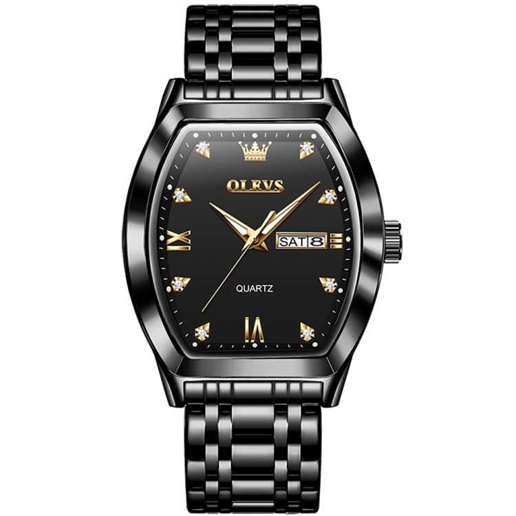 OLEVS 5528 Men Business Dual Calendar Wine Barrel Waterproof Quartz Watch