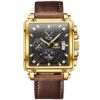 OLEVS 9925 Men Square Dial Multifunctional Waterproof Quartz Watch