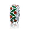 S925 Pure Silver Christmas Leaves Inlaid With Red Gemstone Accessories