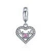 S925 Sterling Silver Pendant Heart-shaped Hollow I love Mother Beads DIY Bracelet Necklace Accessories