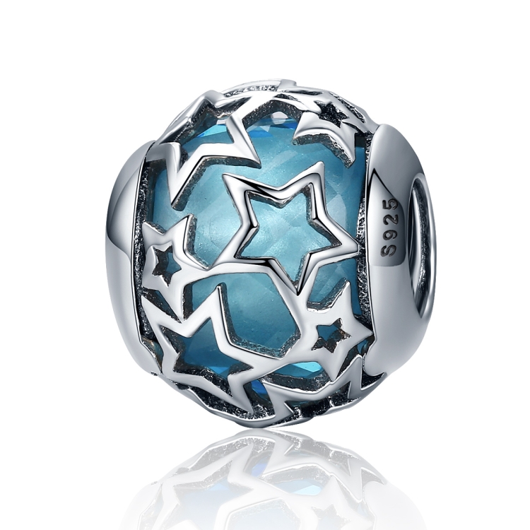 S925 Sterling Silver Bright Starry Sky Beads DIY Bracelet Necklace Accessories