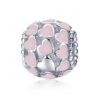 S925 Pure Silver Pink Heart-shaped Diamond Beads