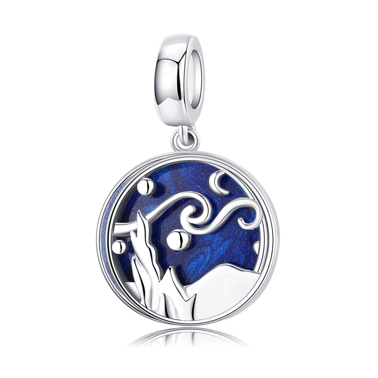 S925 Sterling Silver Starry Sky Pendant DIY Bracelet Necklace Accessories