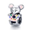 Pure Silver Beaded Mouse S925 Loose Beads DIY Bracelet Accessories