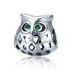 Owl S925 Sterling Silver Beads Inlaid With Gemstones And Hollow Beads