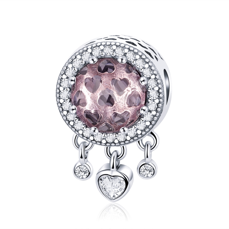 S925 Sterling Silver Pendant Brilliant Heart Beads DIY Bracelet Necklace Accessories