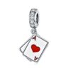 S925 Sterling Silver Red Heart A Pendant DIY Bracelet Necklace Accessories