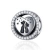 S925 Sterling Silver Love Cat Hollow Heart Beads DIY Bracelet Necklace Accessories