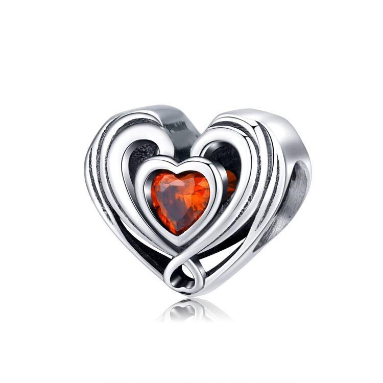 S925 Sterling Silver Heart Beads DIY Bracelet Necklace Accessories