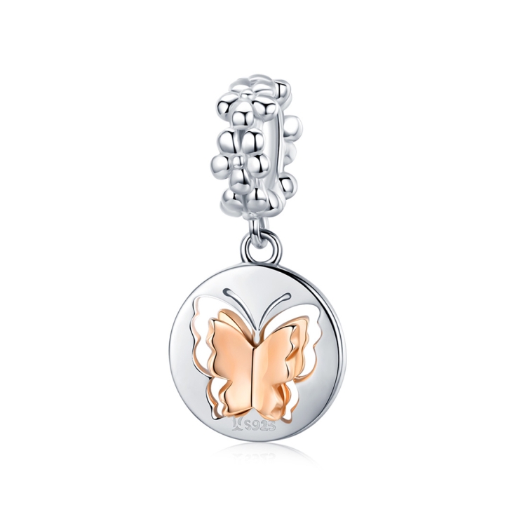 S925 Sterling Silver Gold Butterfly Pendant DIY Bracelet Necklace Accessories