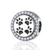 S925 Sterling Silver Black Pet Paw Print Beads DIY Bracelet Necklace Accessories