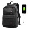 Multi-Function Travel Casual Canvas Backpack Students Bag with External USB Charging Interface & Headphone Jack