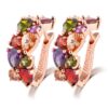 1 Pair Colorful Zircon Earrings Stud Jewelry For Women And Girls