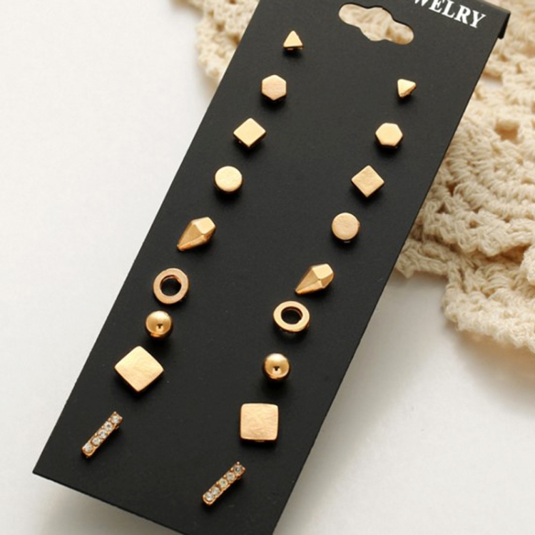 9 Pair Sets Assorted Multiple Stud Earrings Jewelry Set With Card For Women And Girls