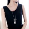 Autumn and Winter Fashion Simple Female Necklaces Gun-black Color Easy-matching Sweater Necklace