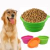 Portable Stretchable Silicon Food Feeder Dish Serving Bowl Water Container for Cat Dog Pet (Random Color Delivery)