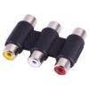 Female to Female AV 3 RCA Audio Video Coupler Adapter(Black)