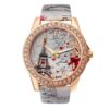 Eiffel Tower + Heart Pattern Leather Strap Quartz Watch for Women