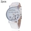 Alphabet Number Pattern Leather Strap Watch