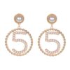 Women Simple Metal Braided Hollow Ring Earrings Personality Number 5 Pearl Earrings
